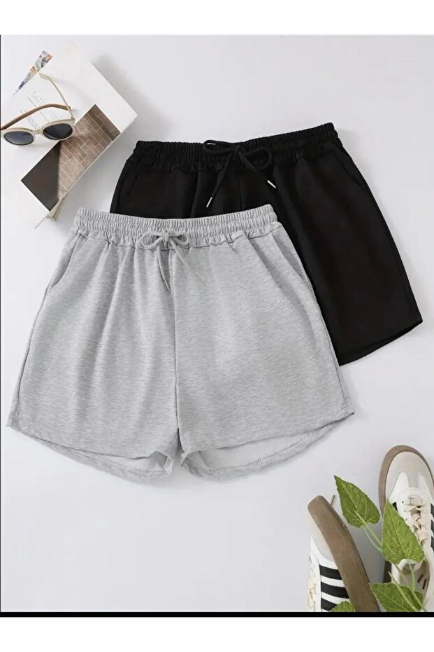 Double Shorts Black and Gray Seasonal Sweat-Repellent Fabric