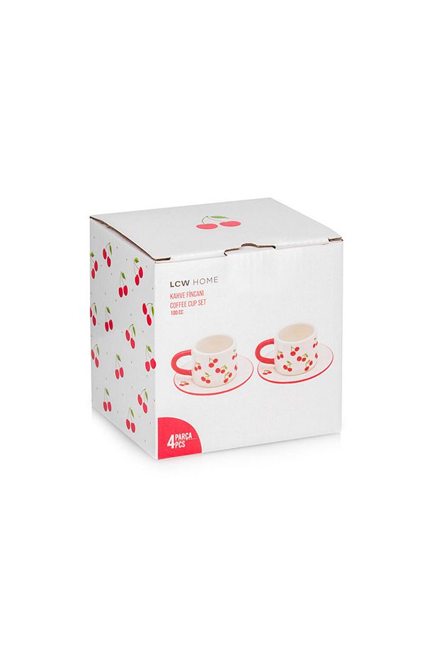 KİRAZ BASKILI KAHVE FİNCAN TAKIMI 4 PARÇA 100 ML - 4