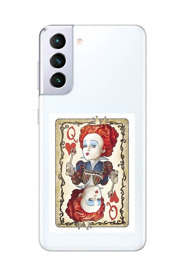 حافظة شفافة متوافقة مع هاتف Galaxy S21+ مع تصميم Queen 3 للبطاقات