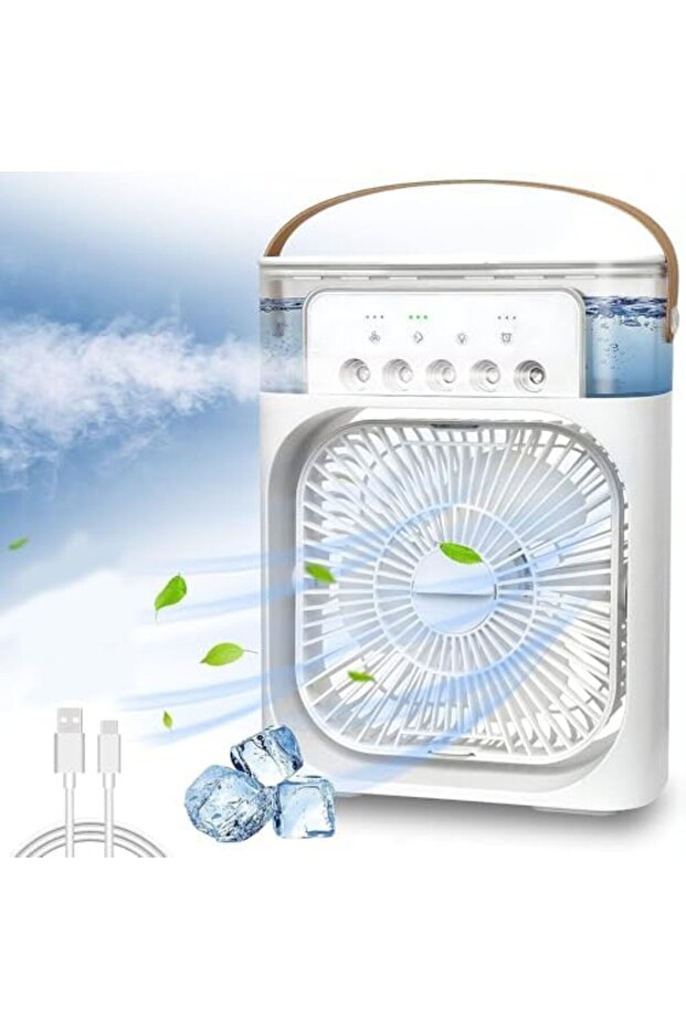 SHENGYI Portable Fan Mini Air Conditioner Fan, Desktop Misting Fast Cooling Fan With Led Light, Mult