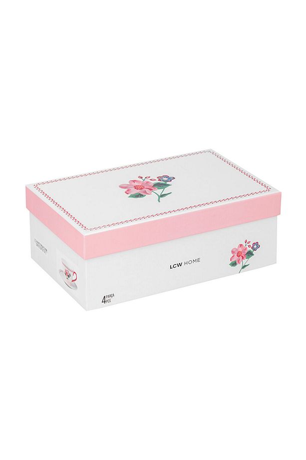 LCW HOME Pembe Çiçek Baskılı 2 Kişilik Porselen Kahve Fincan Takımı 90 ml - 4