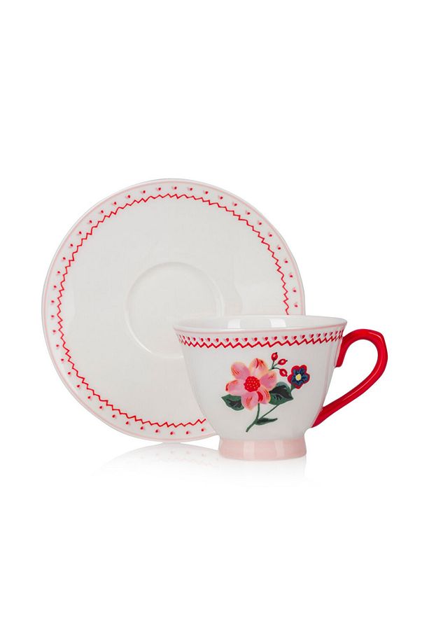 LCW HOME Pembe Çiçek Baskılı 2 Kişilik Porselen Kahve Fincan Takımı 90 ml - 5