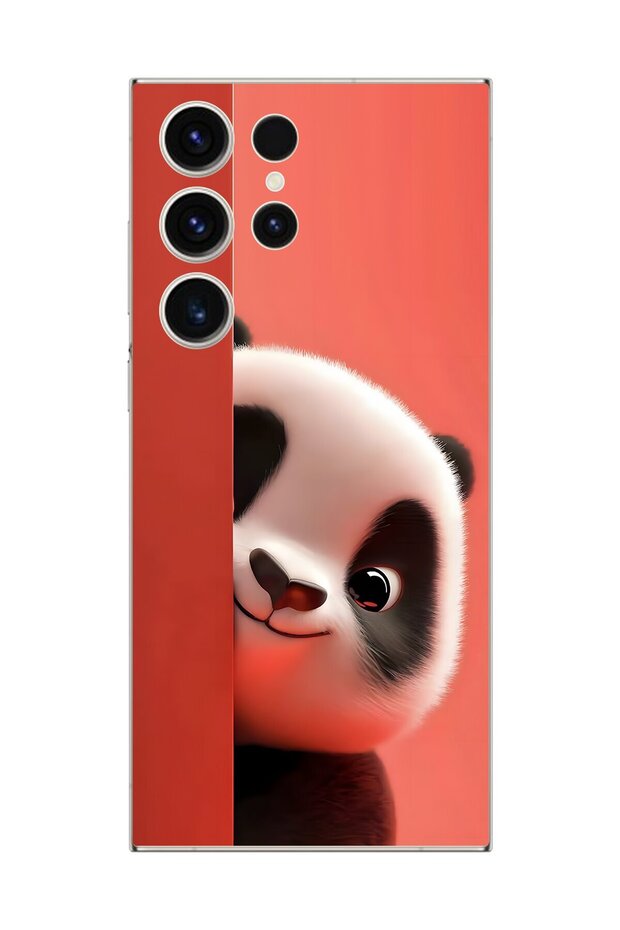 Samsung Galaxy S23 Ultra Compatible Transparent Case 4 Plush Panda Design