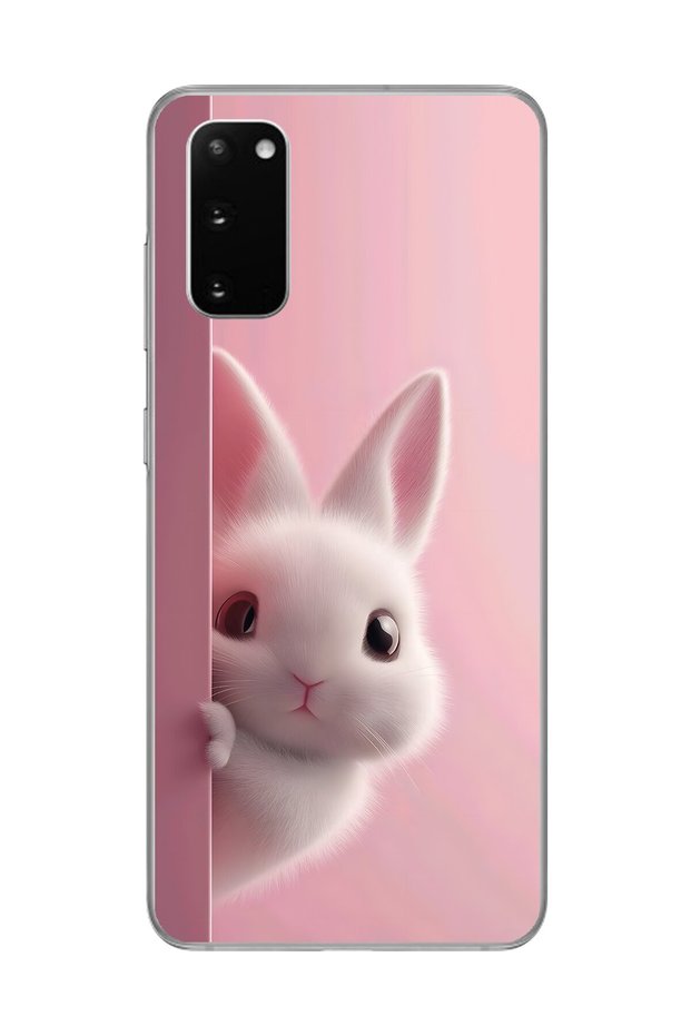 Samsung Galaxy S20 Compatible Transparent Case 5 Plush Rabbit Design