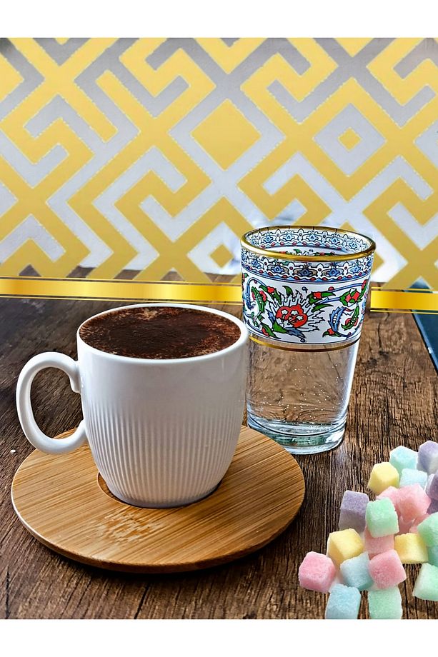 Çini Desen Model Kahve Yanı Su Bardağı Seti 6 Adet - 5