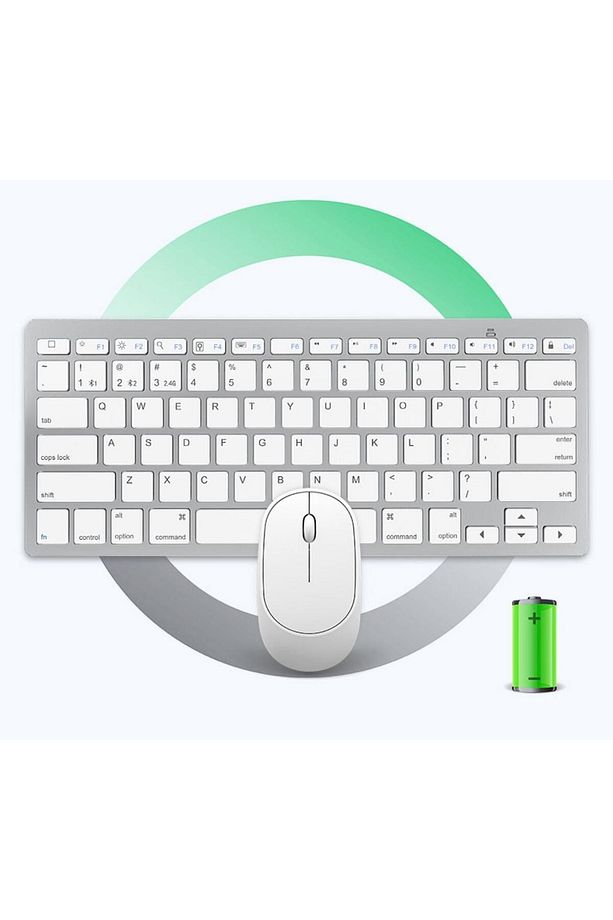 Bluetooth Kablosuz Bağlantılı Taşınabilir Pilli Tablet iPad PC Tablet Bilgisayar Klavye Mouse Set - 4