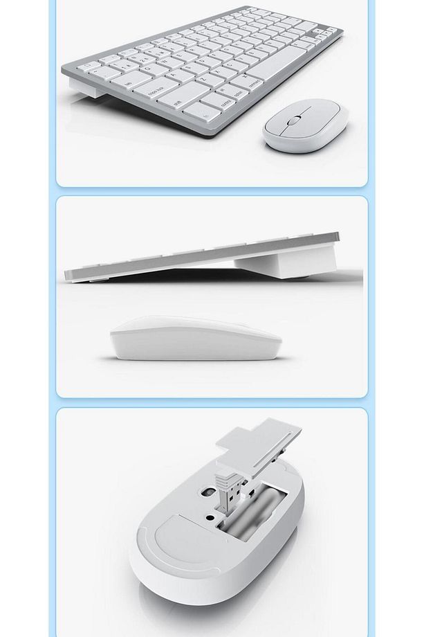 Bluetooth Kablosuz Bağlantılı Taşınabilir Pilli Tablet iPad PC Tablet Bilgisayar Klavye Mouse Set - 3