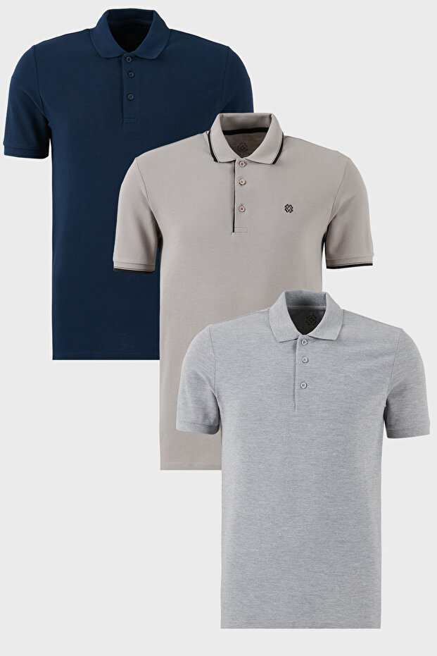 Cotton Regular Fit Buttoned Polo Neck 3 Pack t Shirt Men t Shirt 590211827S3