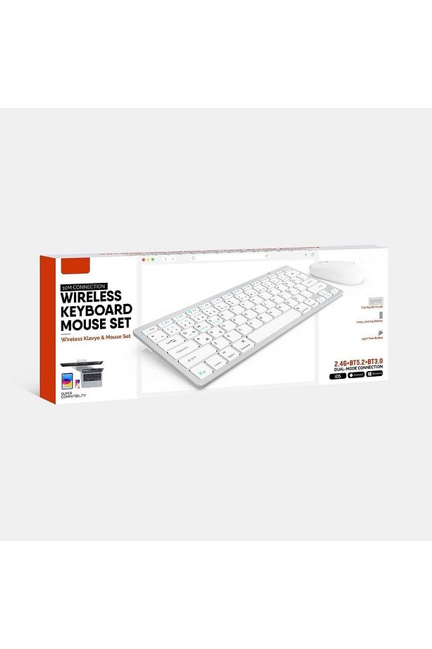 Bluetooth Kablosuz Bağlantılı Taşınabilir Pilli Tablet iPad PC Tablet Bilgisayar Klavye Mouse Set - 2