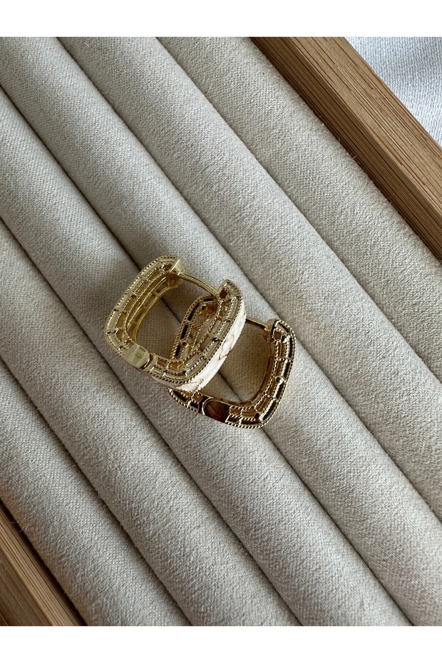 Gold Yoncalı Taşlı Küpe - 2