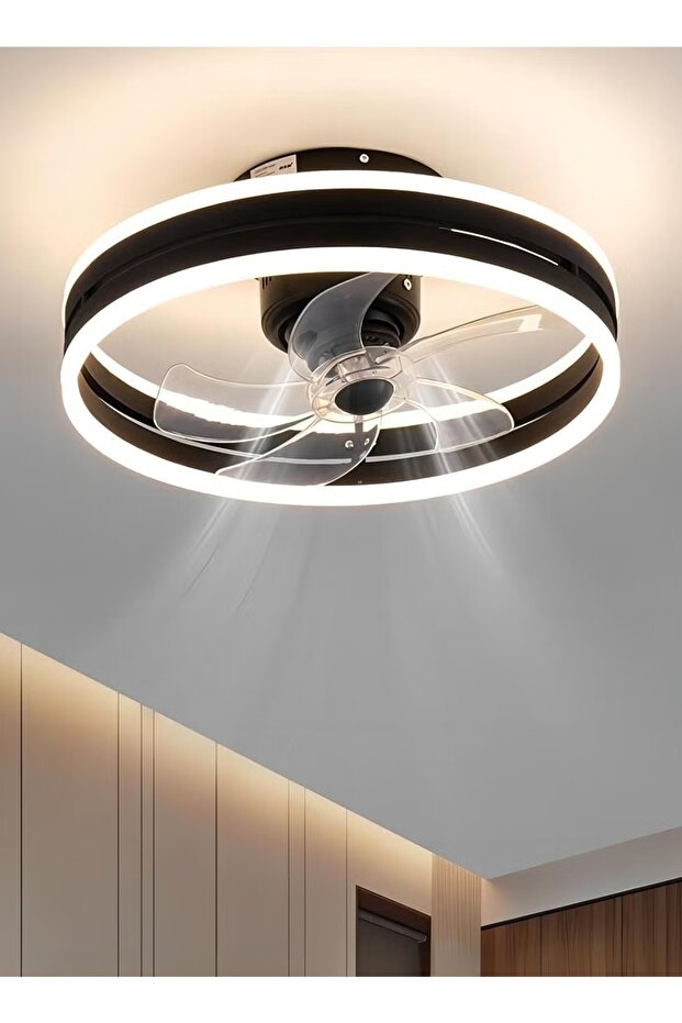 Ceiling Fan with Light, Oscillating Fan, 6 Speeds Adjustable, Flush Mount Ceiling Fan 50 * 22CM - 1