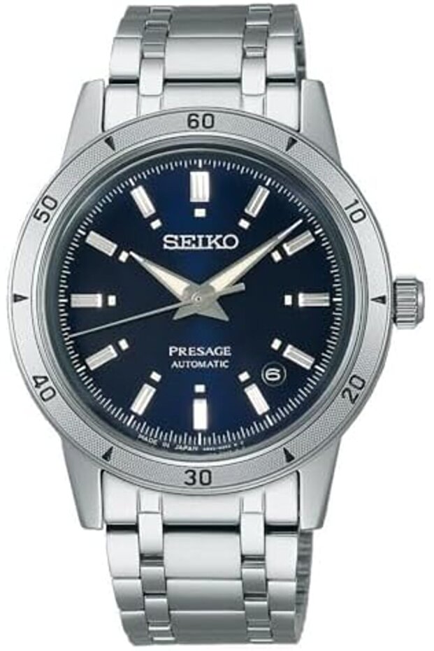 Presage Style 60's Automatic Men's Watch Blue Background SRPL07J1 Steel Case and Bracelet
