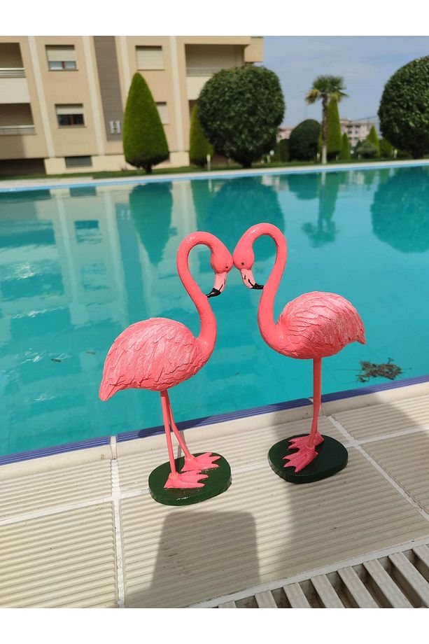 Flamingo heykel seti, İkili flamingo takım heykel, polyester heykel - 4