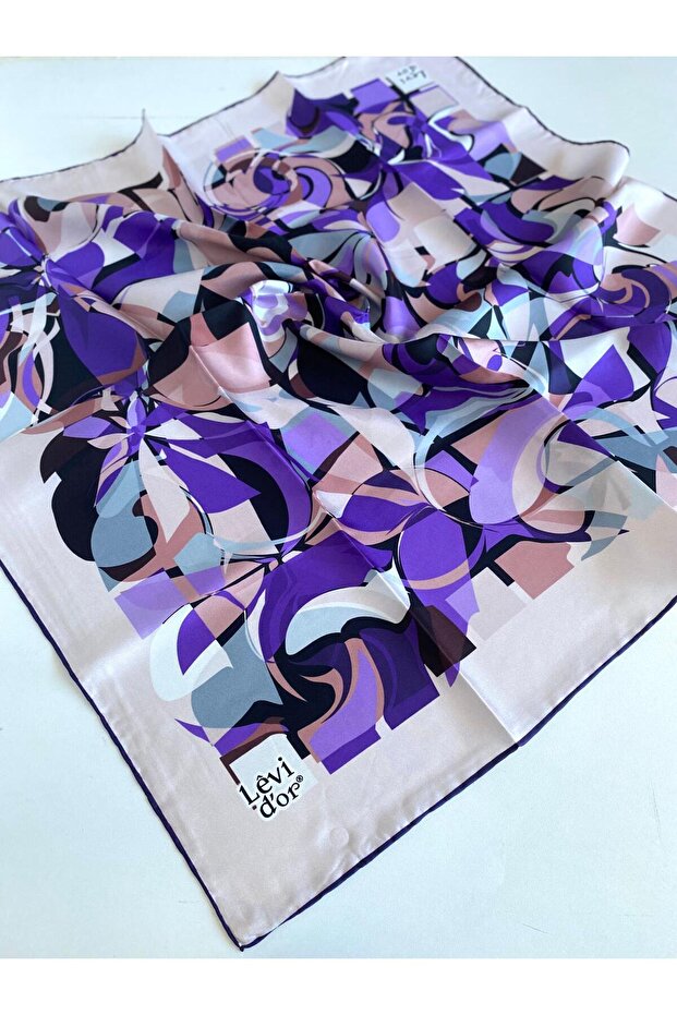 Tivil Silk Scarf 47076 Purple Mixed Pattern
