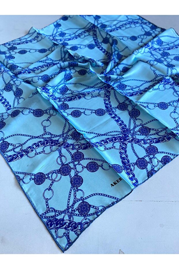 Sura Silk Scarf 45636 Blue Mixed Pattern