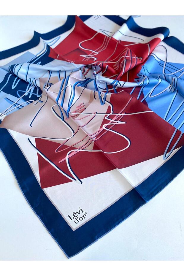 Tivil Silk Scarf 47066 Navy Blue Mixed Pattern