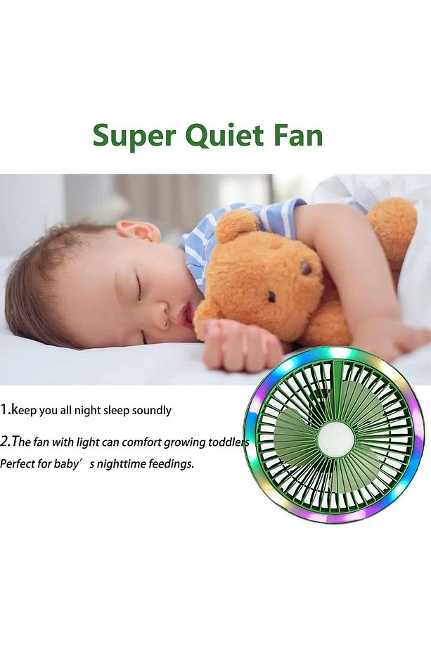 Küçük Masa Fanı Kişisel Fan USB ile Çalışan Taşınabilir Fan, 3 Hız Miti Renkli LED Ortam Işığı - 4