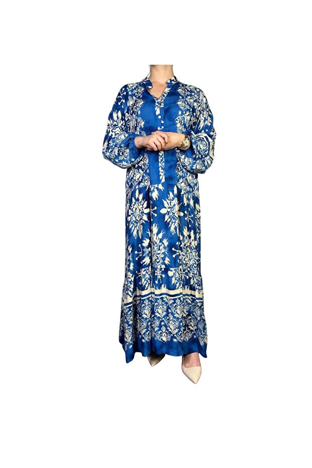 Batik Desenli Viskon Elbise