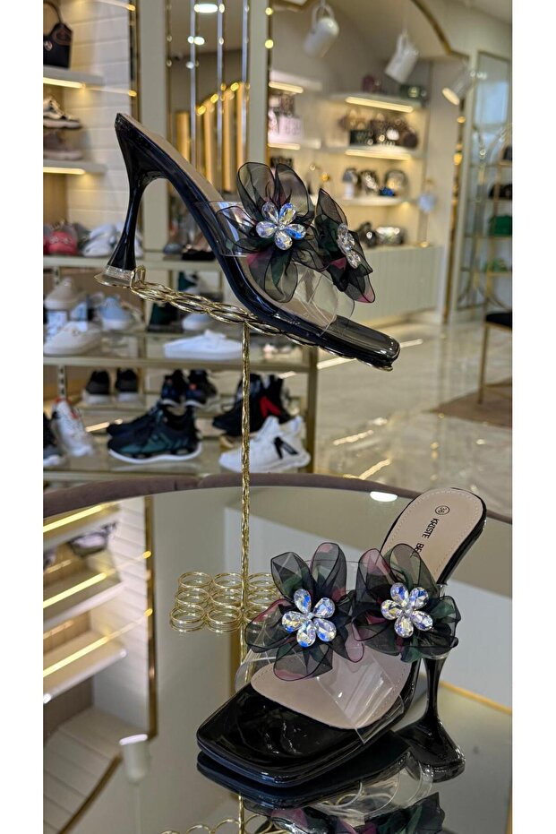 İthal Çiçek Model Şeffaf Terlik - 5