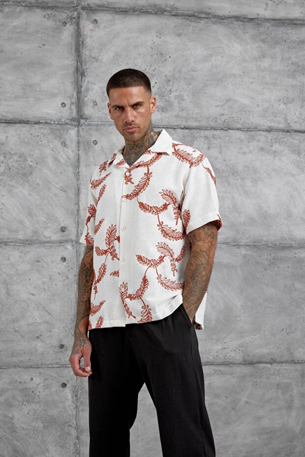 Tile Patterned Oversize Shirt - 1