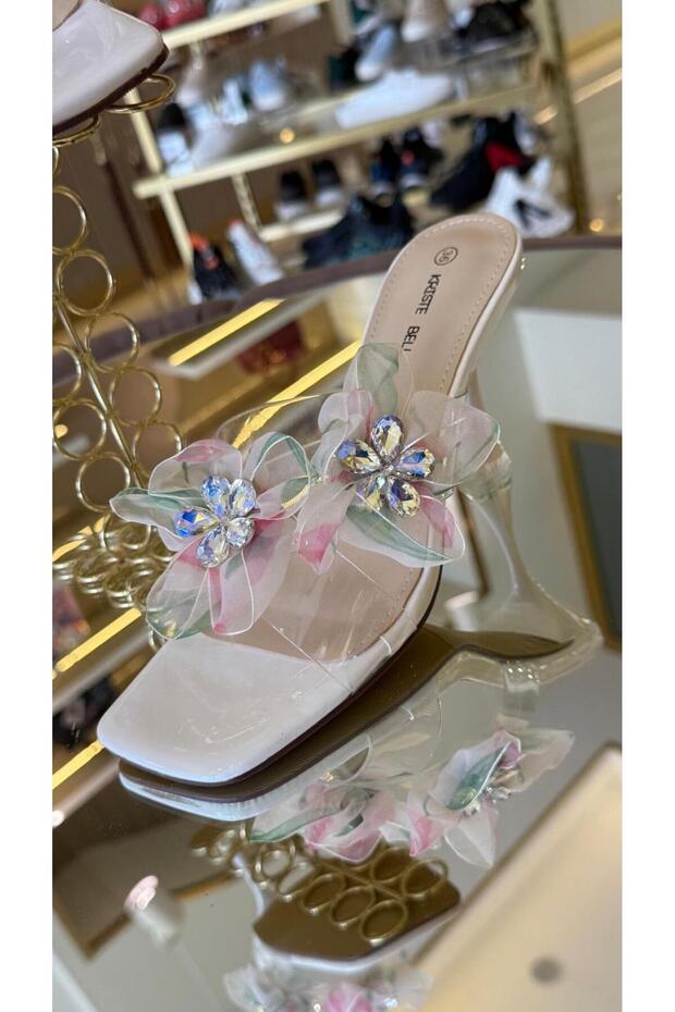 İthal Çiçek Model Şeffaf Terlik - 2
