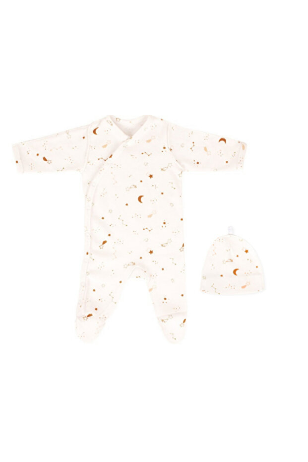 Premature Patterned Jumpsuit Hat Set - 1