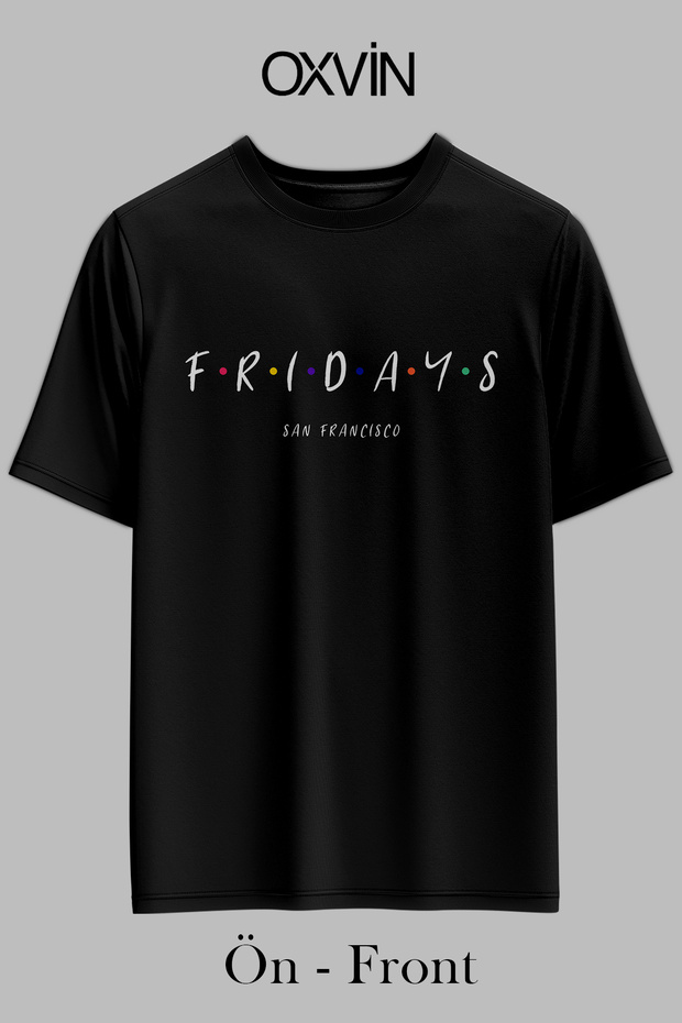 Fridays Printed Parody Oversize Unisex T-Shirt (Loose Fit)