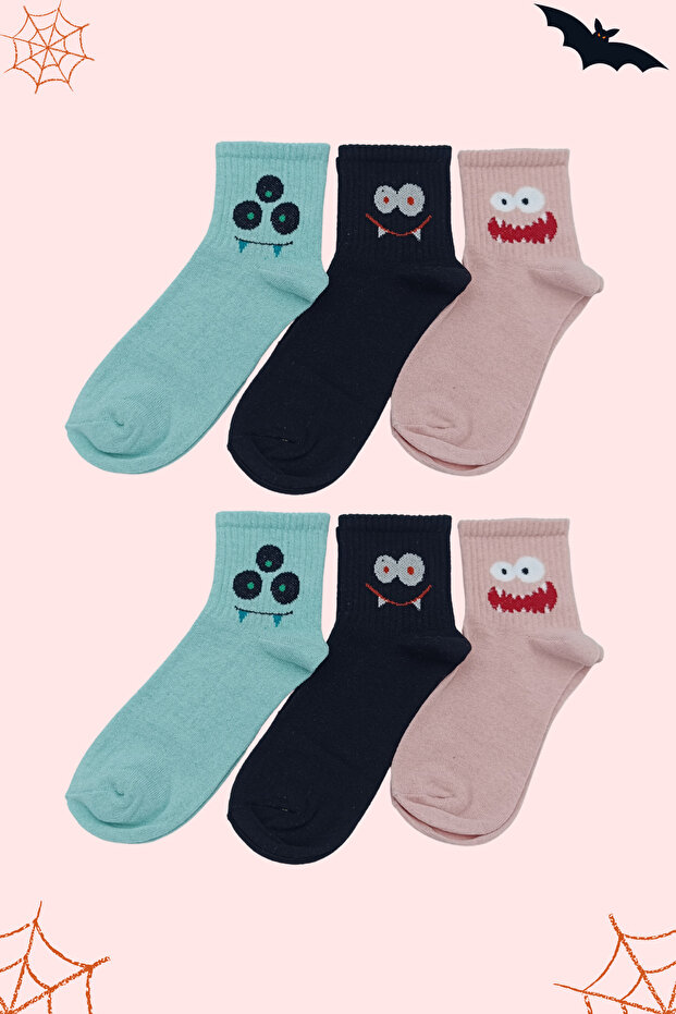 Women's Multicolor Emoji Cotton Scented College Socks 6 Pairs