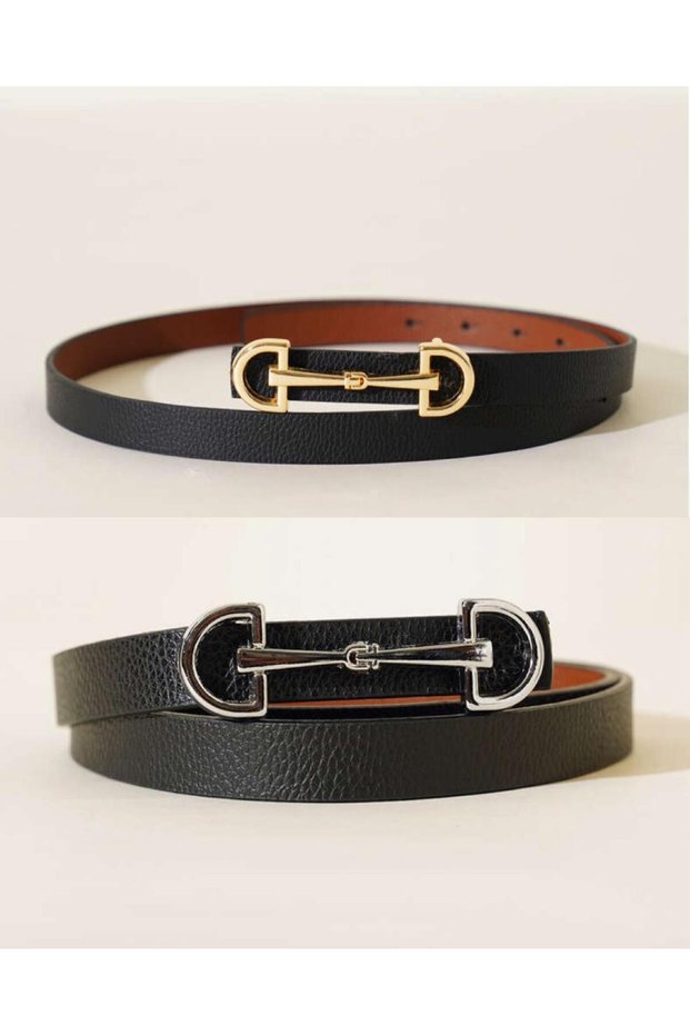 2-Piece Long Buckle Gold Women's Belt Trouser Belt Dress Belt Shirt Belt Pull Belt