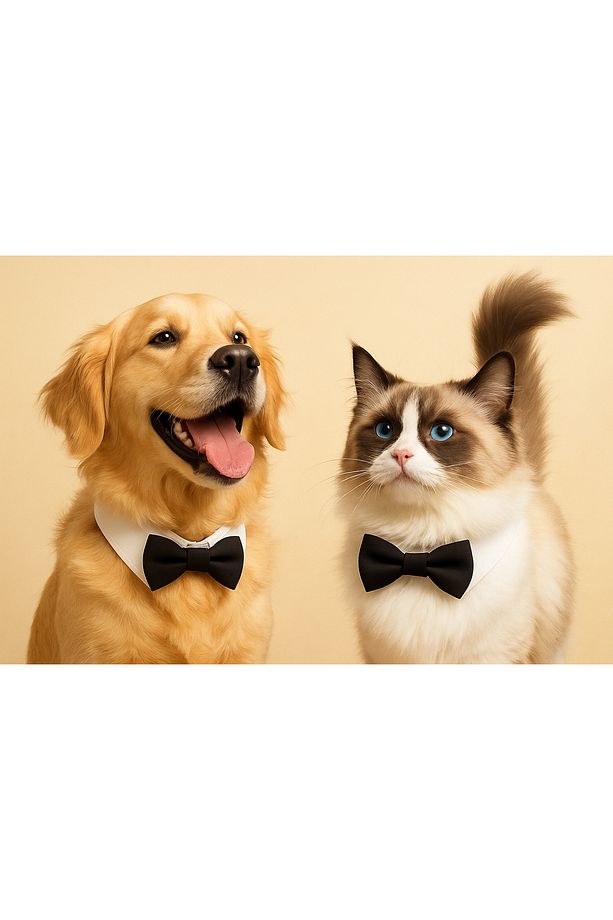 “Kedi ve Köpekler İçin Papyonlu Yaka – Zarafet ve Şıklık Tek Tasarımda!” - 1