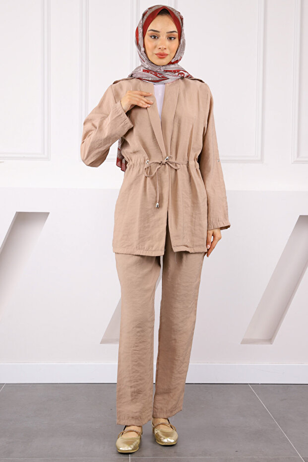 Mink Waist Drawstring Jacket Trousers Suit