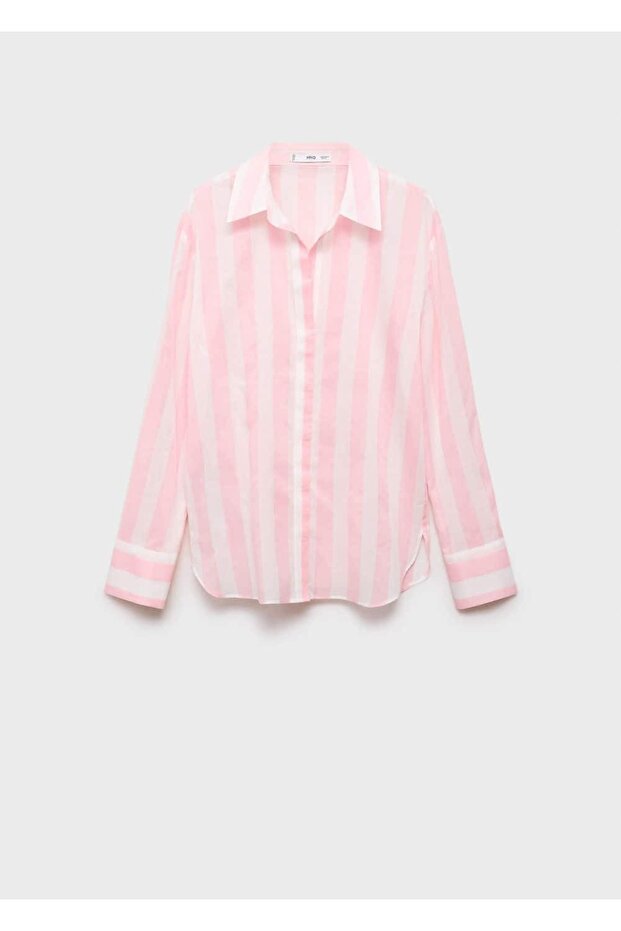 Çizgili pamuklu gömlek - 3