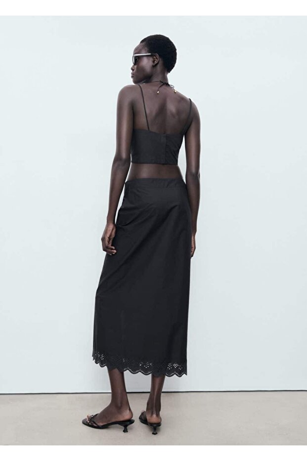 İşlemeli pamuklu etek - 4