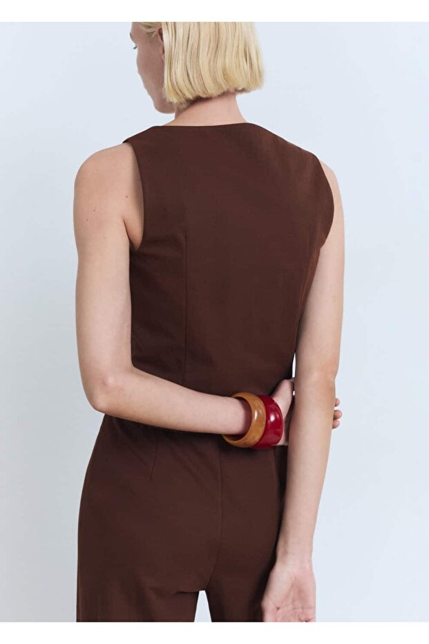 Düğmeli pamuklu bluz - 4