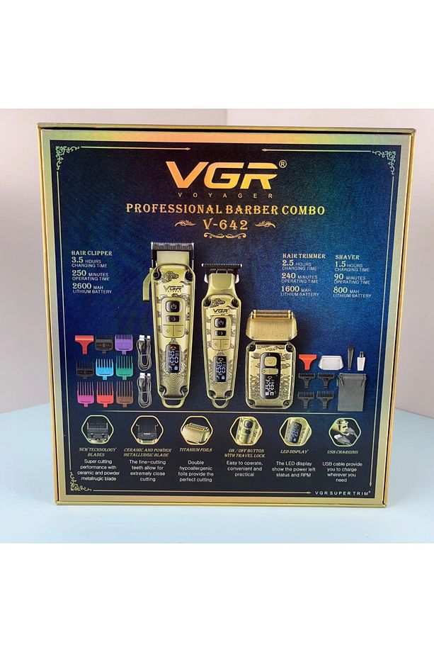 VGR V-642 profesyonel saç sakal ense +sıfır yanak  3lü combo set - 6