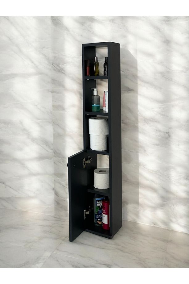 WC Klozet Rafı, Tuvalet Kağıtlığı, %100 MDF Banyo Düzenleyici Raf, Banyo Lavabo Dolabı, WC Kağıtlık - 7