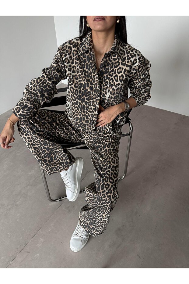 مجموعة بالازو منقوشة بنقشة الفهد - 6