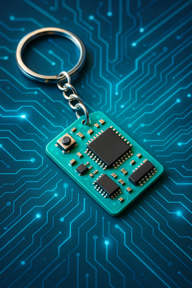 سلسلة مفاتيح ثنائية الأبعاد تحت عنوان لوحة دوائر Pcb | ملحق صغير بتصميم إلكتروني | 3.5x2.5 سم