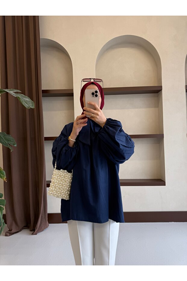 Tunic with Tie Collar Tunic - 5