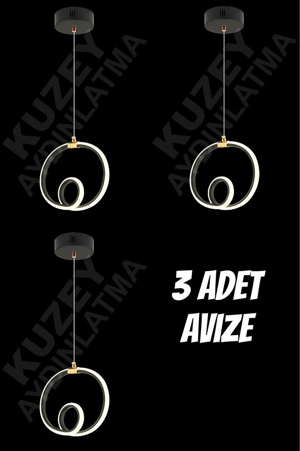 3 ADET BİRARADA SARKIT TEKLİ LED AVİZE - 1