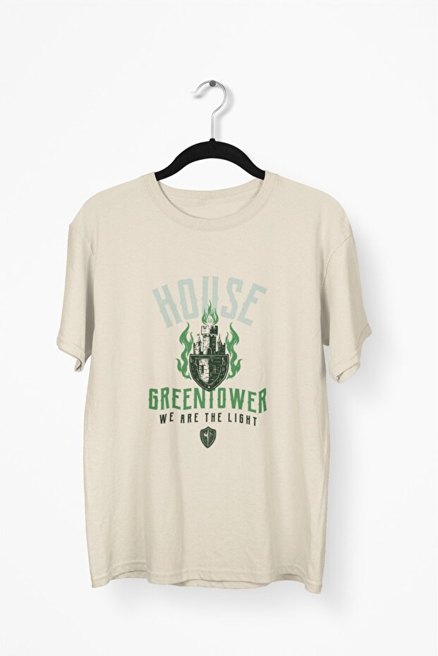 Men/Women -House Green Tower- Transfer Printed Round Neck Short Sleeve Tee