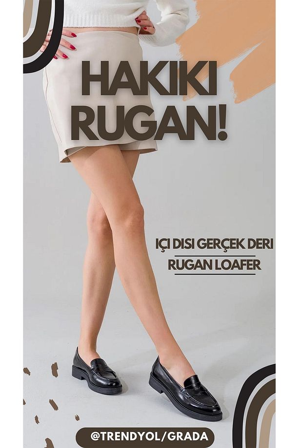 Siyah Rugan Günlük Ayakkabı Hakiki Deri Rugan Loafer Kadın Siyah Rugan Loafer Mokasen Ayakkabısı - 6