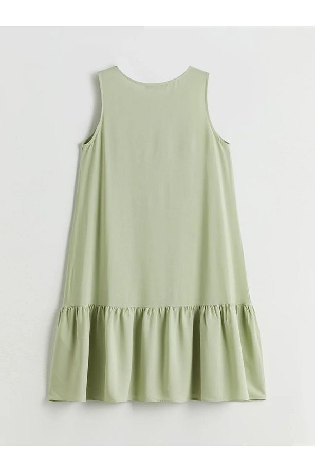 LCW Comfort Yeşil Bisiklet Yaka Mini Elbise - 2