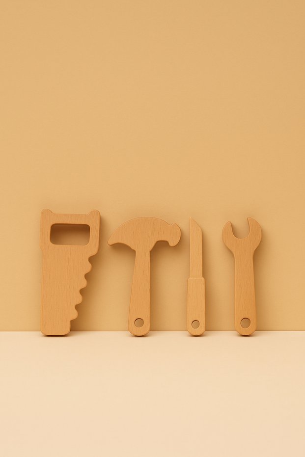 Wooden Handyman Set | Montessori Educational Wooden Vehicle Set for Kids