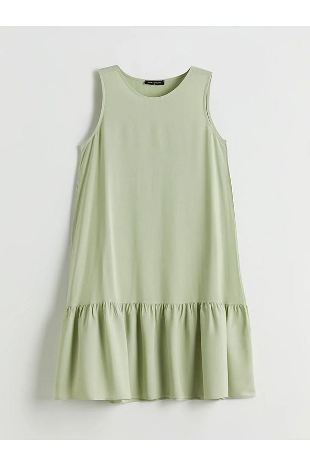 LCW Comfort Yeşil Bisiklet Yaka Mini Elbise - 1