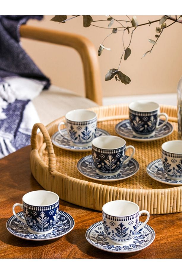 LCW HOME Çiçek Baskılı 6 Kişilik Porselen Kahve Fincan Takımı 90 Ml - 1
