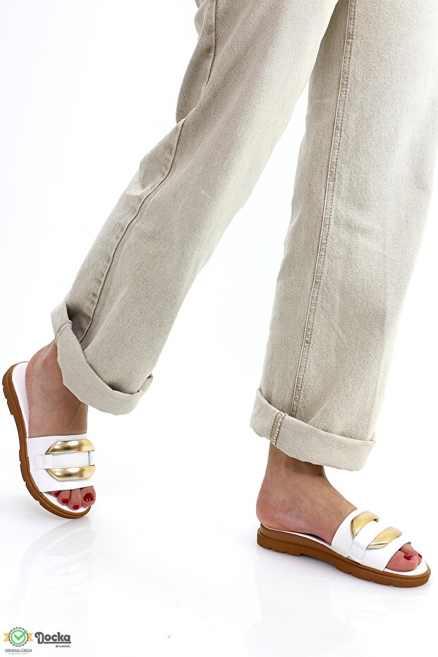 Women's Daily Genuine Leather Flat Sole Slippers M26Yt1375