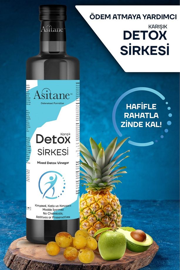 Ödem Atmaya Yardımcı Doğal Ananas-Altın Erik- Kinoa Meyve Karışımlı Detox Sirkesi 500ml - 1