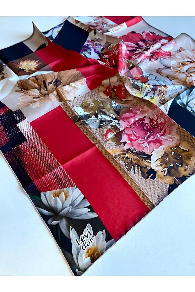 Tivil Silk Scarf 40040 Red Mixed Pattern