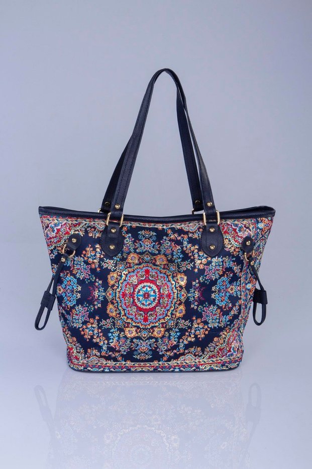 Women's Ethnic Ottoman Patterned Woven Large Size Shoulder and Hand Bag with Zipper Daily Shopper Bag